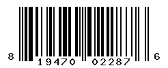 UPC barcode number 819470022876