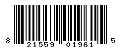 UPC barcode number 821559019615