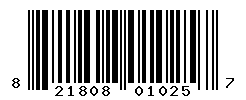 UPC barcode number 821808010257