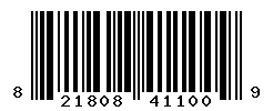 UPC barcode number 821808411009