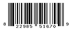 UPC barcode number 822985516709