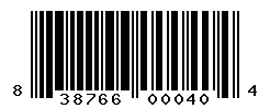UPC barcode number 838766000404