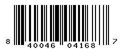 UPC barcode number 840046041687