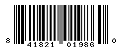 UPC barcode number 841821019860