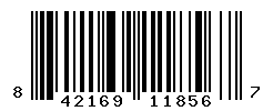 UPC barcode number 842169118567