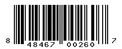 UPC 848467002607 barcode image