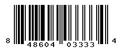 UPC barcode number 848604033334