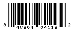 UPC barcode number 848604041162
