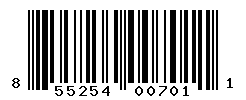 UPC barcode number 855254007011