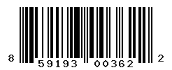UPC barcode number 859193003622