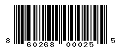UPC barcode number 860268000255