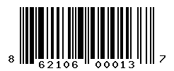 UPC barcode number 862106000137