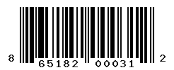 UPC barcode number 865182000312