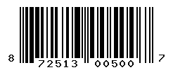 UPC barcode number 872513005007