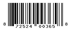 UPC barcode number 872524003658