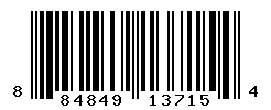 UPC barcode number 884849137154