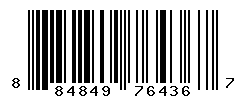 UPC barcode number 884849764367