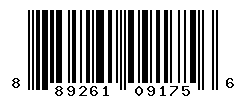 UPC barcode number 889261091756