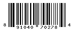 UPC barcode number 891040702784