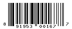 UPC barcode number 891953001677