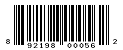 UPC barcode number 892198000562