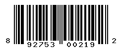 UPC barcode number 892753002192