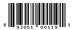 UPC barcode number 893051001191