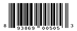 UPC barcode number 893869005053