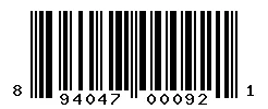 UPC barcode 894047000921