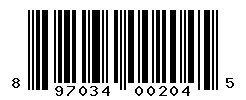 UPC barcode number 897034002045