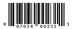 UPC barcode number 897034002311