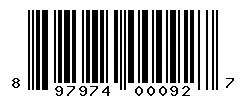UPC 897974000927 barcode image