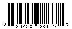 UPC barcode number 898430001755