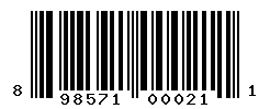 UPC barcode number 898571000211