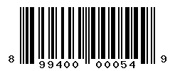 UPC barcode number 899400000549