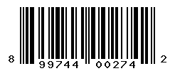 UPC barcode number 899744002742