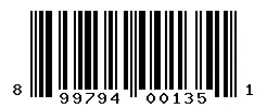 UPC barcode 899794001351